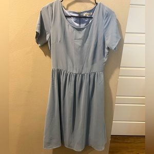 JessaKae short sleeve dusty blue dress